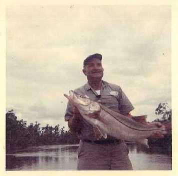 Vintage photo of an angler with a Keys snook